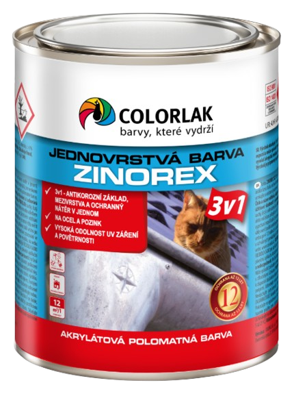 ZINOREX S2211 - Akrylátová farba na oceľ a pozink 3v1