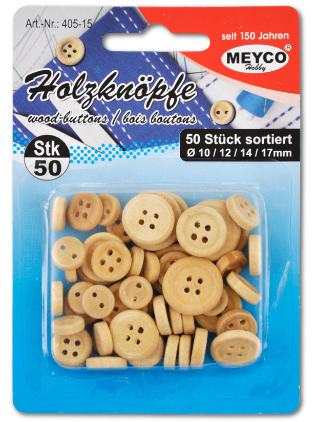 MEYCO - Drevené gombíky v rôznych veľkostiach